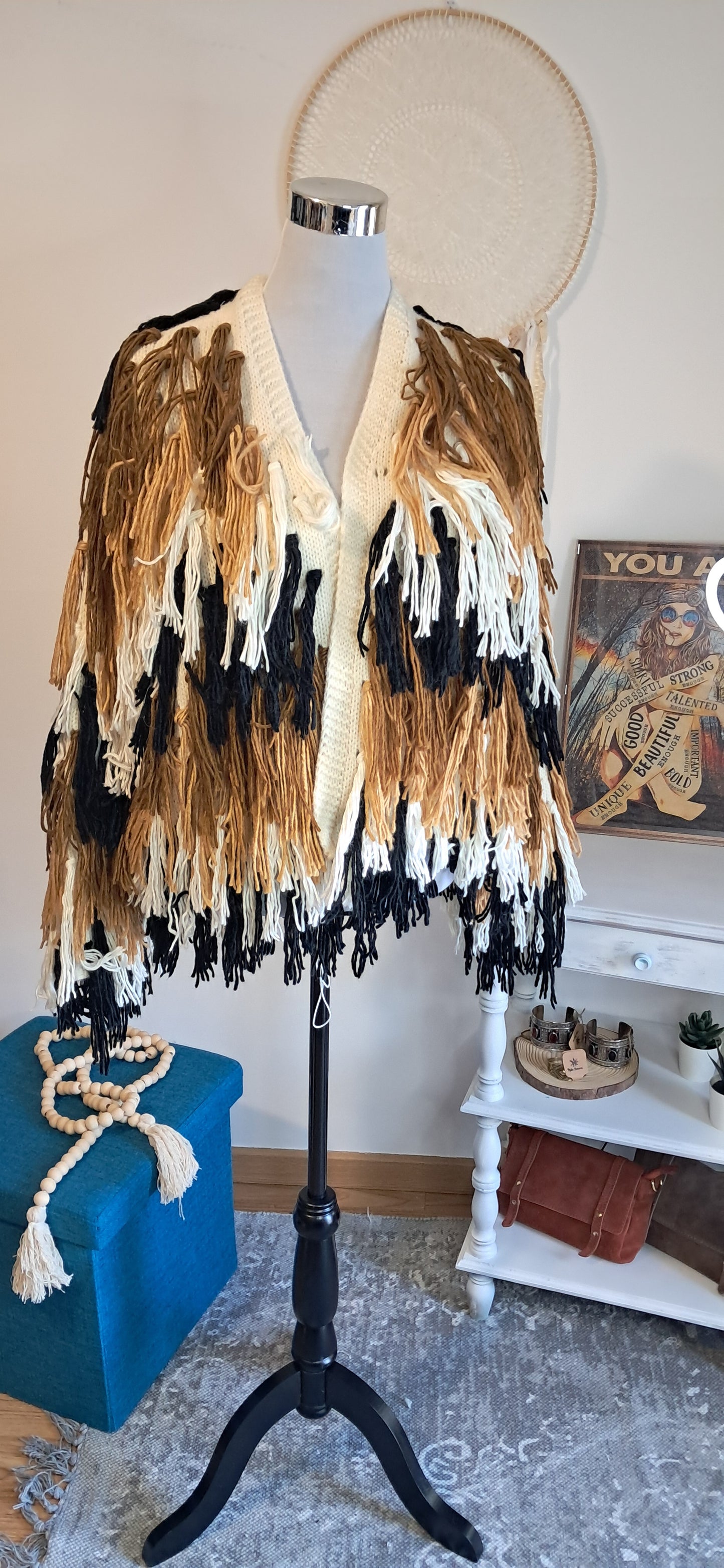 Cascade Fringed Knit Coat