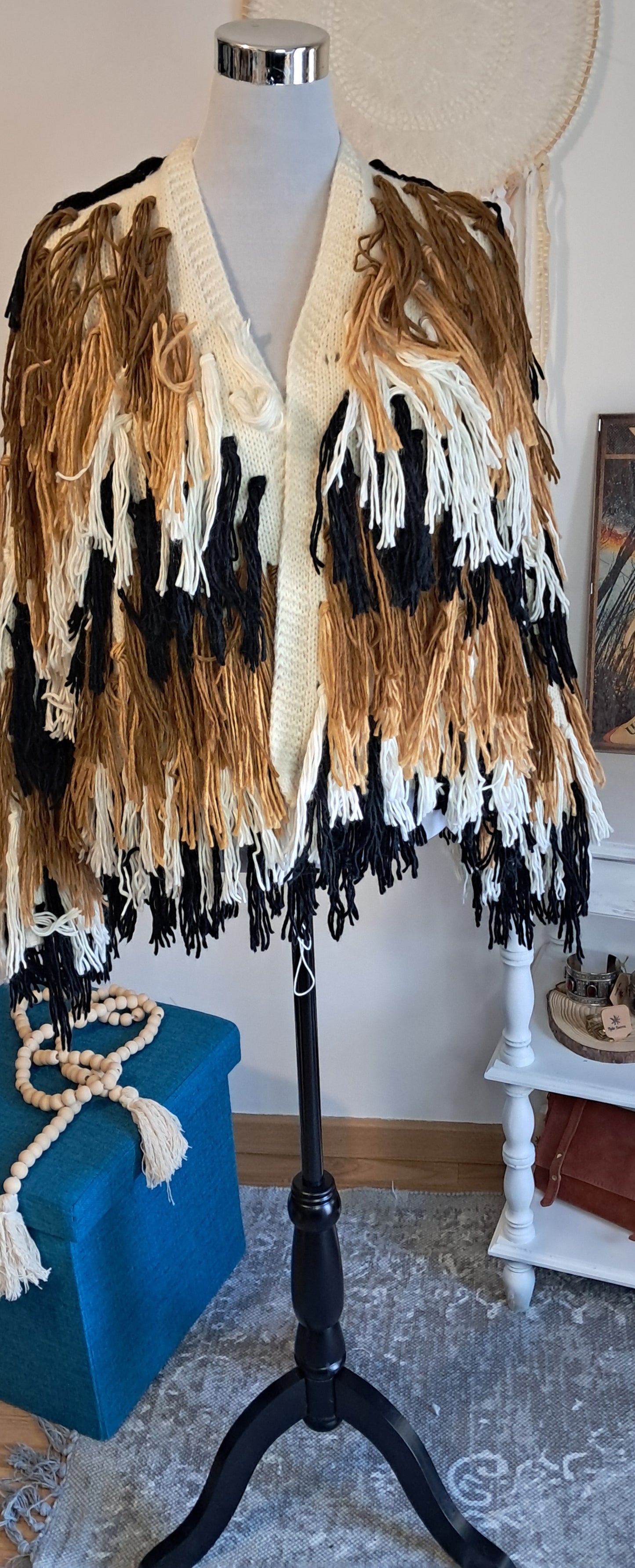 Cascade Fringed Knit Coat